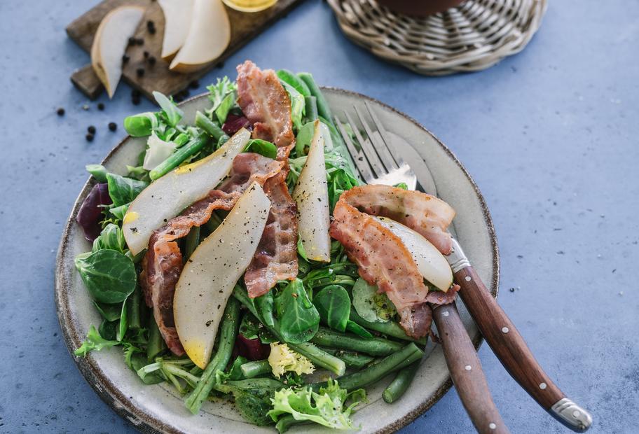 GrüneBohnenSalat mit Birnen und Speck aus dem Varoma für