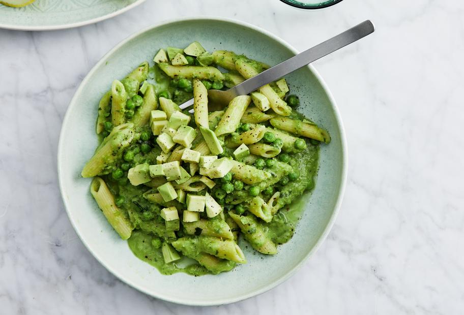 Vegane Erbsen-Pasta mit Avocado für den Thermomix®