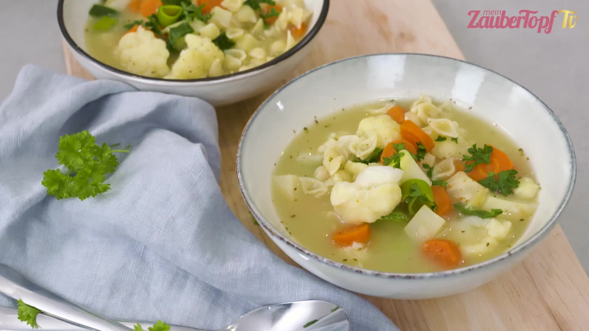 Einfache Gemüsesuppe mit Muschelnudeln | mein ZauberTopf-Club